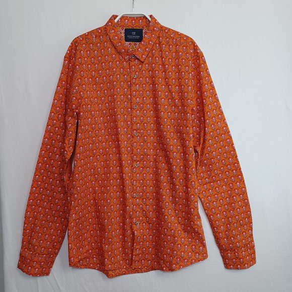 Scotch & Soda Other - Scotch & Soda Amsterdam Couture Orange Floral Button Up Shirt